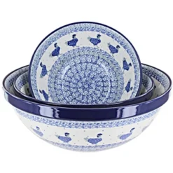 Blue Rose Polish Pottery 1400 Ceramika 3 Piece Serving Bowl Set -Blue Rose Pottery Store GUEST b063d1cf 87e1 4fd1 8901 edf522d6e755