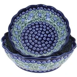 Blue Rose Polish Pottery 1278-79 Zaklady Scallop Serving Bowl Set -Blue Rose Pottery Store GUEST b1010c5f fb9f 4c4f af17 5faff0a63b0d