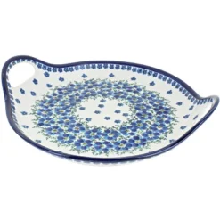 Blue Rose Polish Pottery 1333 Zaklady Round Serving Tray With Handles -Blue Rose Pottery Store GUEST b104a345 8f9b 4d81 8802 17e6c9f83069