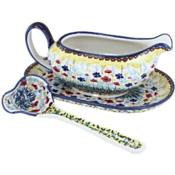 Blue Rose Polish Pottery S119 Manufaktura Gravy Boat Plate & Ladle -Blue Rose Pottery Store GUEST b13ba26b d249 4304 a869 75a9b4ca332e
