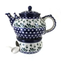 Blue Rose Polish Pottery 444-63 Ceramika Large Teapot & Warmer