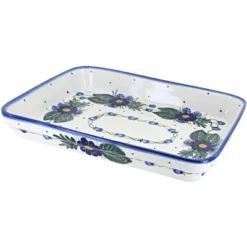 Blue Rose Polish Pottery 43B WR Unikat Large Rectangular Baker