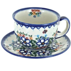 Blue Rose Polish Pottery 33 Vena Cup & Saucer -Blue Rose Pottery Store GUEST b463cd36 7efd 41ad a848 572f677b240e