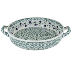 Blue Rose Polish Pottery Z140 Manufaktura Small Round Baker With Handles -Blue Rose Pottery Store GUEST b58ee30d bd97 43b9 8a2f e86fcb68acda