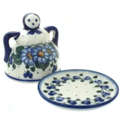 Blue Rose Polish Pottery 33B WR Unikat Medium Cheese Lady