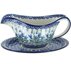 Blue Rose Polish Pottery 239 Ceramika Gravy Boat & Plate -Blue Rose Pottery Store GUEST b7223782 bb2f 4e36 b3bf 327ef55b31ed