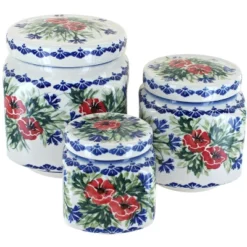 Blue Rose Polish Pottery 1300 WR Unikat 3 Piece Canister Set -Blue Rose Pottery Store GUEST b7bc9a53 3dc9 4ed5 b053 5fc8b884156b