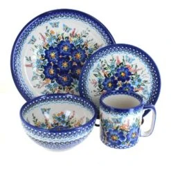 Blue Rose Polish Pottery Vena Dinnerware (4 PC) -Blue Rose Pottery Store GUEST b7e0f706 522d 45e7 8d42 9fedf9002e95