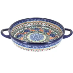 Blue Rose Polish Pottery 152 Vena Small Round Baker With Handles -Blue Rose Pottery Store GUEST b8a50606 b1a1 49f5 899c 856f393448f4