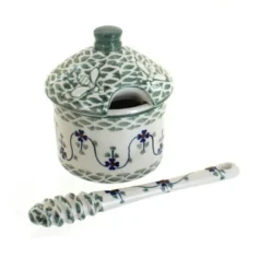 Blue Rose Polish Pottery P057 Manufaktura Honey Pot & Dipper -Blue Rose Pottery Store GUEST b8ed80e6 d98f 4e93 8064 b0116ddd48da