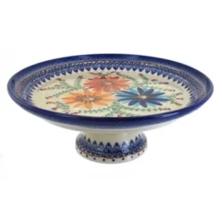 Blue Rose Polish Pottery 139 Vena Cake Plate