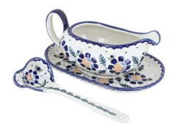 Blue Rose Polish Pottery S119 Manufaktura Gravy Boat Plate & Ladle -Blue Rose Pottery Store GUEST bac97c40 1888 4c64 9bfb dc827e2e13d0