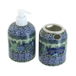 Blue Rose Polish Pottery 573 Ceramika Artystyczna Soap Dispenser & Toothbrush Holder -Blue Rose Pottery Store GUEST be58ee00 89c7 43f5 9546 e7895d8ca74c