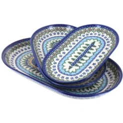 Blue Rose Polish Pottery 8600 Vena 3 Piece Oval Serving Set -Blue Rose Pottery Store GUEST bf37f945 1af9 40ab bc5f 312fe630109e