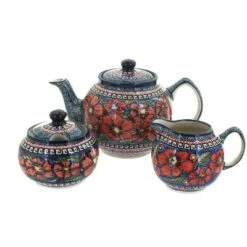 Blue Rose Polish Pottery 5960 Zaklady 3 PC Tea Set -Blue Rose Pottery Store GUEST bf3f196b 3295 47c0 a28d 42ff10d7681a