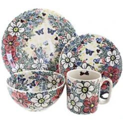 Blue Rose Polish Pottery Vena Dinnerware (4 PC) -Blue Rose Pottery Store GUEST c0da0972 ee60 41de a065 d5a0bb0a6425