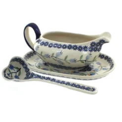 Blue Rose Polish Pottery S119 Manufaktura Gravy Boat Plate & Ladle -Blue Rose Pottery Store GUEST c158309b 3afb 4ee8 a662 d1640b673899