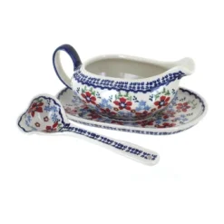 Blue Rose Polish Pottery S119 Manufaktura Gravy Boat Plate & Ladle -Blue Rose Pottery Store GUEST c1bd99a2 0e40 4d2a 8662 964ad6062ed3