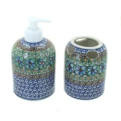 Blue Rose Polish Pottery 573 Ceramika Artystyczna Soap Dispenser & Toothbrush Holder -Blue Rose Pottery Store GUEST c3b17913 b733 4361 9772 1f64f2efbedd