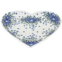 Blue Rose Polish Pottery 393 Vena Large Heart Plate