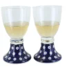 Blue Rose Polish Pottery Manufaktura 2pc Wine Glass Set