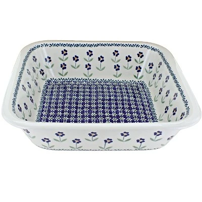 Blue Rose Polish Pottery Z149 Manufaktura Large Square Baker 4 Blue Rose Polish Pottery Z149 Manufaktura Large Square Baker - Image 2