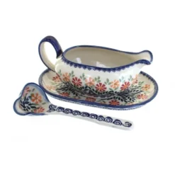 Blue Rose Polish Pottery S119 Manufaktura Gravy Boat Plate & Ladle -Blue Rose Pottery Store GUEST c69f12b3 fe21 4469 96c6 3d69f70bece9