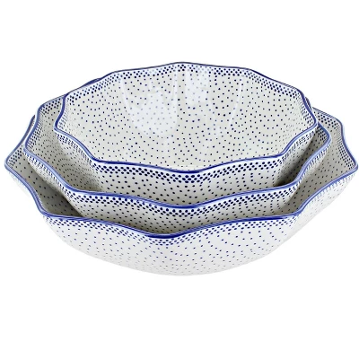 Blue Rose Polish Pottery M1000 Manufaktura Serving Bowl Set 7 Blue Rose Polish Pottery M1000 Manufaktura Serving Bowl Set - Image 5