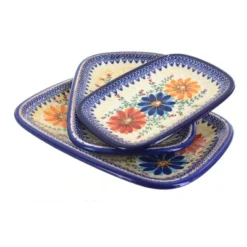 Blue Rose Polish Pottery 6200 Vena 3 Piece Rectangular Serving Set -Blue Rose Pottery Store GUEST ca00f6e9 a1c6 4cd2 9368 7455d73870a2