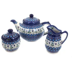 Blue Rose Polish Pottery 1700 Vena 3 Piece Tea Set -Blue Rose Pottery Store GUEST cb093749 64f7 4289 a9c4 f93aae0aaa9f