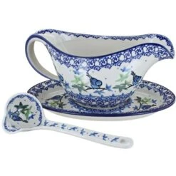 Blue Rose Polish Pottery 239-561 Ceramika Artystyczna Gravy Boat With Ladle -Blue Rose Pottery Store GUEST d006f84f a3b8 49fe a036 c99c2fc3bb29