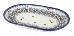 Blue Rose Polish Pottery 116 Vena Large Oval Serving Dish