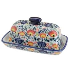 Blue Rose Polish Pottery M074 Manufaktura Butter DIsh -Blue Rose Pottery Store GUEST d0806f81 6dd8 4c62 b287 449fc35884a1