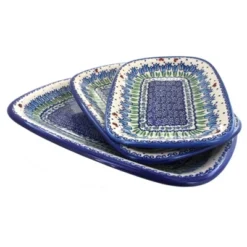 Blue Rose Polish Pottery 6200 Vena 3 Piece Rectangular Serving Set -Blue Rose Pottery Store GUEST d1bad960 ef5e 4d44 acc6 118bc90364f1