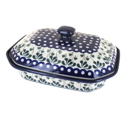 Blue Rose Polish Pottery 665 Ceramika Artystyczna Large Covered Baking Dish 4 Blue Rose Polish Pottery 665 Ceramika Artystyczna Large Covered Baking Dish - Image 2
