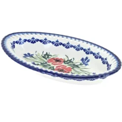 Blue Rose Polish Pottery 32C WR Unikat Small Oval Dish