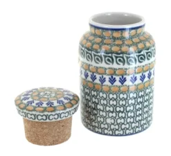 Blue Rose Polish Pottery E30 Ceramika Artystyczna Canister With Cork Top
