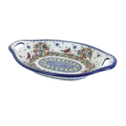 Blue Rose Polish Pottery 110 Vena Bread Tray With Handles -Blue Rose Pottery Store GUEST d85a0b91 cbe5 4268 b460 72b9160c832b
