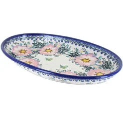 Blue Rose Polish Pottery 104 Vena Oval Platter