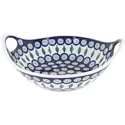 Blue Rose Polish Pottery 1813 Zaklady Small Bowl With Handles -Blue Rose Pottery Store GUEST d9680f48 01a4 475b 8f74 c71cb00a7db5