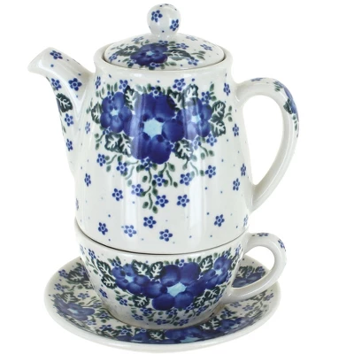 Blue Rose Polish Pottery 380 Vena Tea For One 11 Blue Rose Polish Pottery 380 Vena Tea For One - Image 9