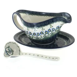 Blue Rose Polish Pottery 239-561 Ceramika Artystyczna Gravy Boat With Ladle -Blue Rose Pottery Store GUEST dbf5323a 1784 4fe5 9747 188652310350