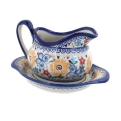 Blue Rose Polish Pottery 128-129 Vena Gravy Boat & Plate -Blue Rose Pottery Store GUEST dc83bf0f 82ef 46f3 bfe2 57841257a434