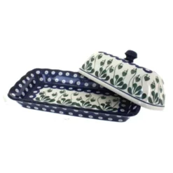 Blue Rose Polish Pottery A65 Ceramika Artystyczna Butter Dish