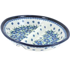 Blue Rose Polish Pottery 1216 Zaklady Large Divided Dish