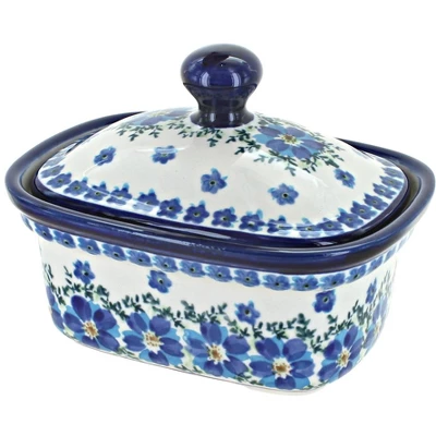 Blue Rose Polish Pottery 1188 Zaklady Butter Tub 7 Blue Rose Polish Pottery 1188 Zaklady Butter Tub - Image 5
