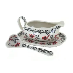 Blue Rose Polish Pottery S119 Manufaktura Gravy Boat Plate & Ladle -Blue Rose Pottery Store GUEST e05d2c5b 9977 432f 8307 4055b6361185