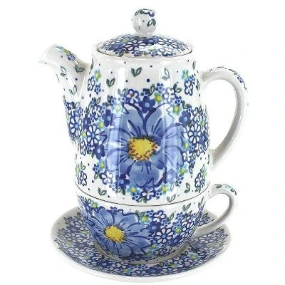 Blue Rose Polish Pottery 380 Vena Tea For One 6 Blue Rose Polish Pottery 380 Vena Tea For One - Image 4