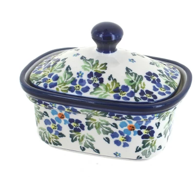 Blue Rose Polish Pottery 1188 Zaklady Butter Tub 14 Blue Rose Polish Pottery 1188 Zaklady Butter Tub - Image 12