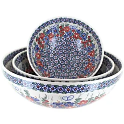 Blue Rose Polish Pottery 1400 Vena 3 Piece Serving Bowl Set -Blue Rose Pottery Store GUEST e2b9fde2 37e6 46fa befb e786da541bb7